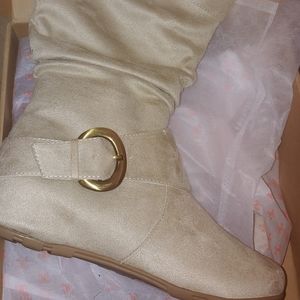 Stone white knee high boots BRAND NEW